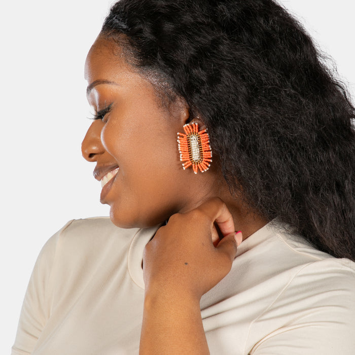 Ladies' Cameo Earrings - Coral