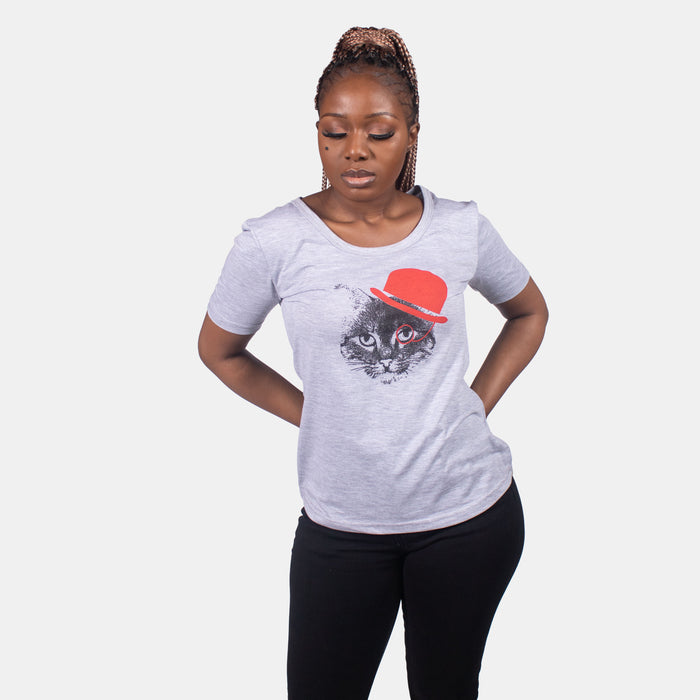 Ladies' Cat In The Hat T-Shirt - Grey