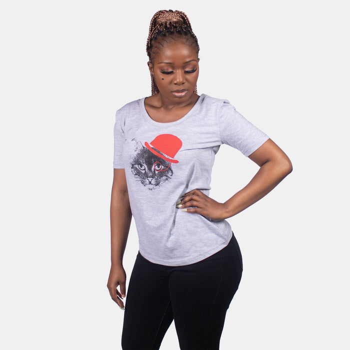 Ladies' Cat In The Hat T-Shirt - Grey
