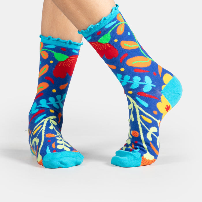 Ladies' Delicate Flower Socks - Royal