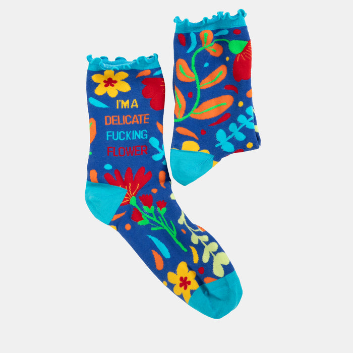 Ladies' Delicate Flower Socks - Royal