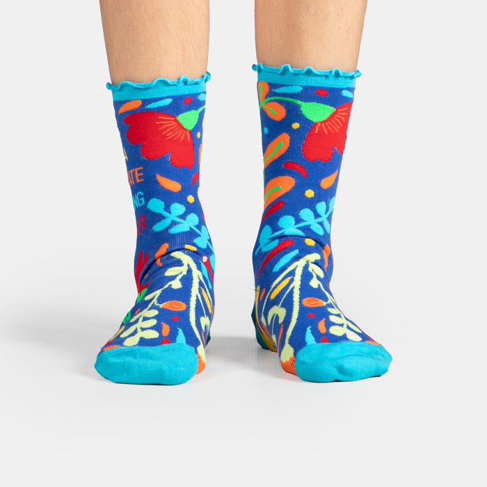 Ladies' Delicate Flower Socks - Royal