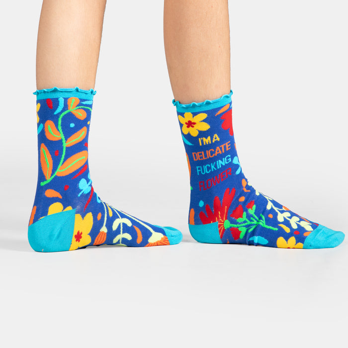 Ladies' Delicate Flower Socks - Royal