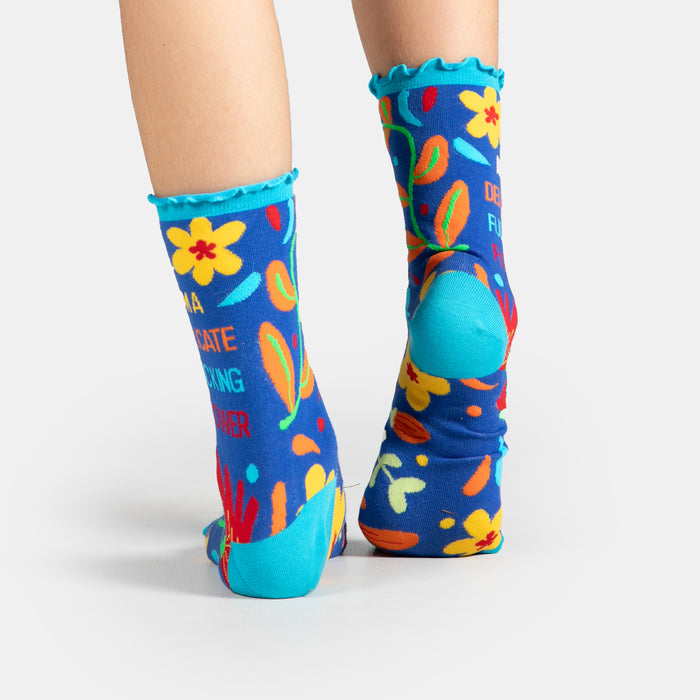 Ladies' Delicate Flower Socks - Royal