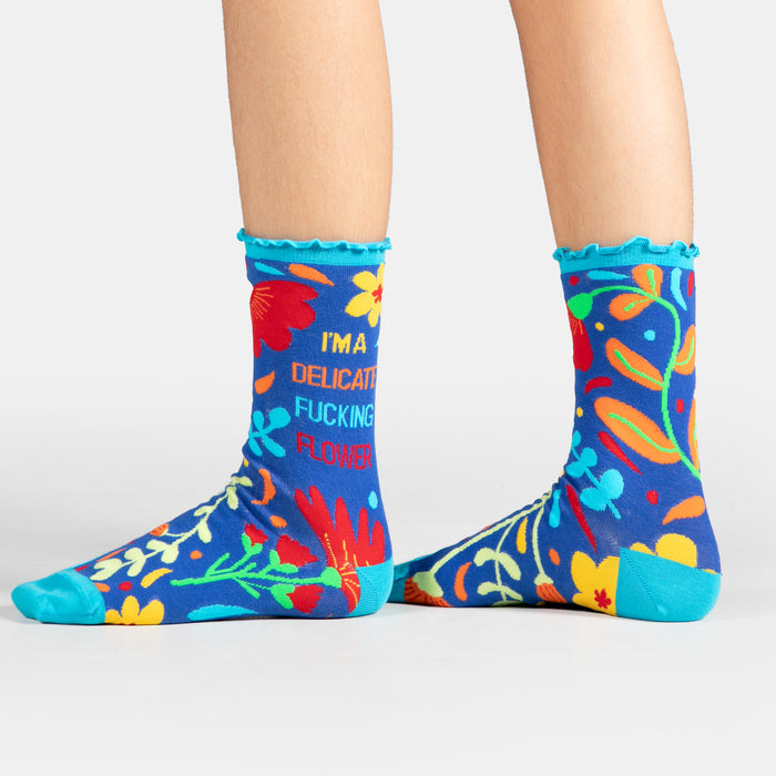 Ladies' Delicate Flower Socks - Royal