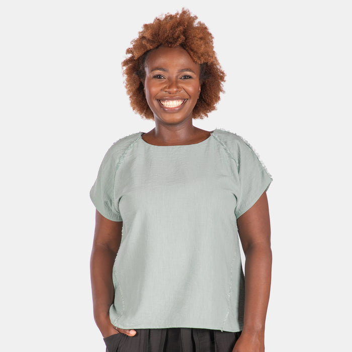 Ladies' Dora Fray Top - Ocean