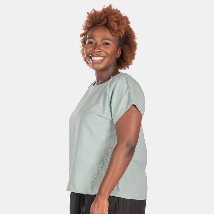 Ladies' Dora Fray Top - Ocean