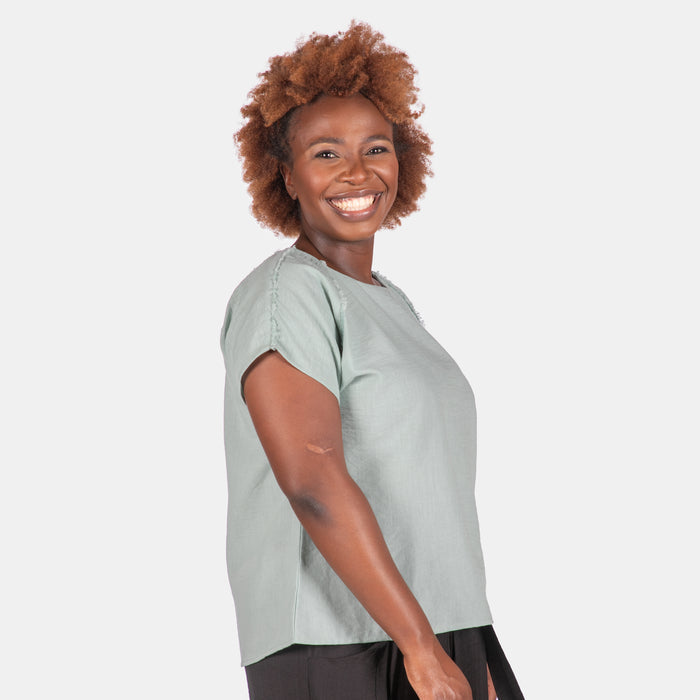 Ladies' Dora Fray Top - Ocean
