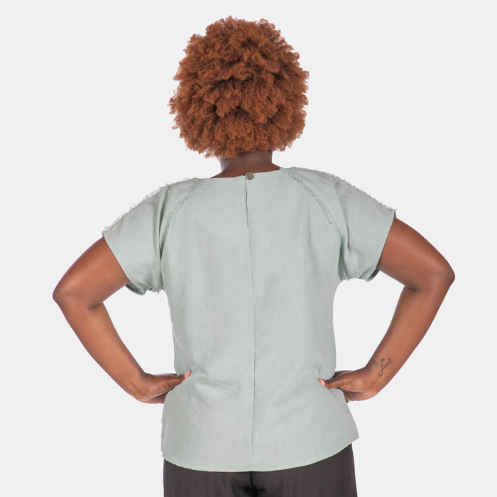 Ladies' Dora Fray Top - Ocean
