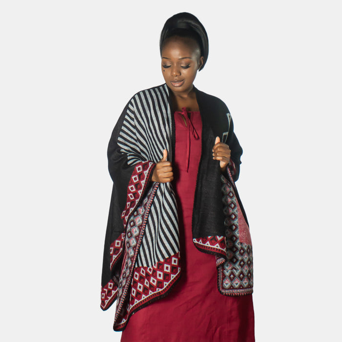 Ladies' Ethnic Throw Over - Black