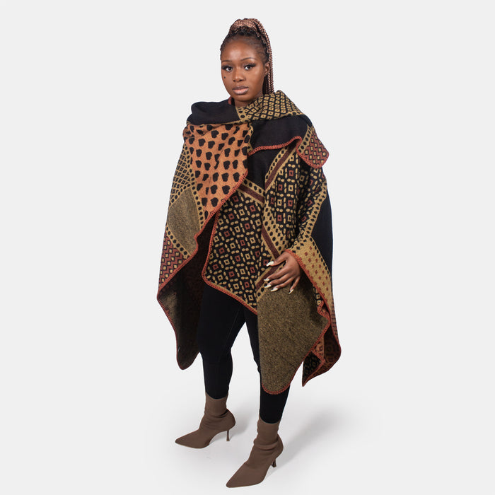 Ladies' Ethnic Throw Over - Brown