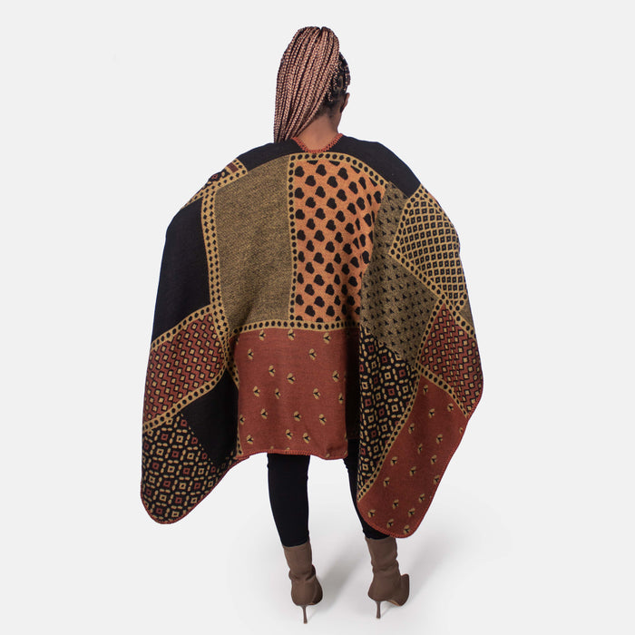 Ladies' Ethnic Throw Over - Brown