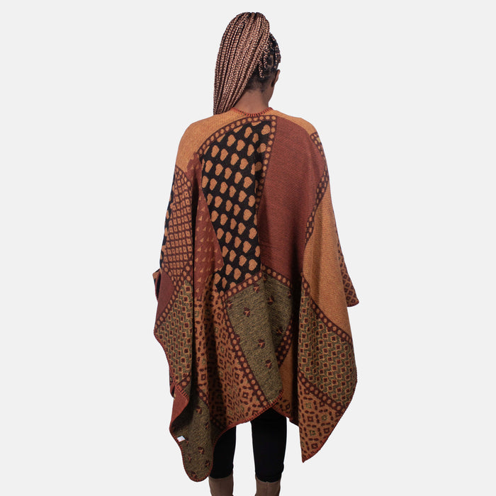 Ladies' Ethnic Throw Over - Brown
