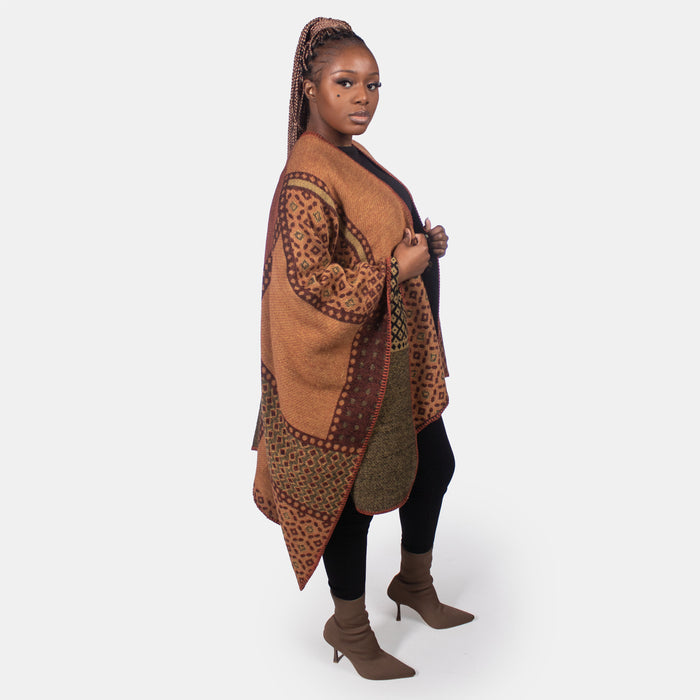 Ladies' Ethnic Throw Over - Brown