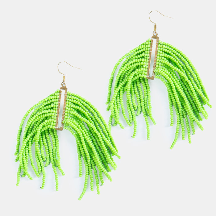 Ladies' Feather Earrings - Green
