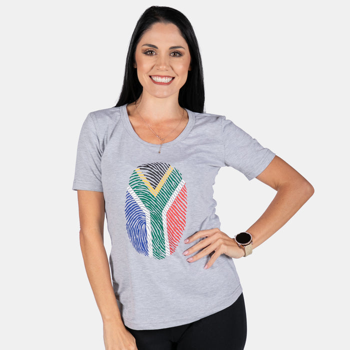 Ladies' Fingerprint ZA T-Shirt - Grey