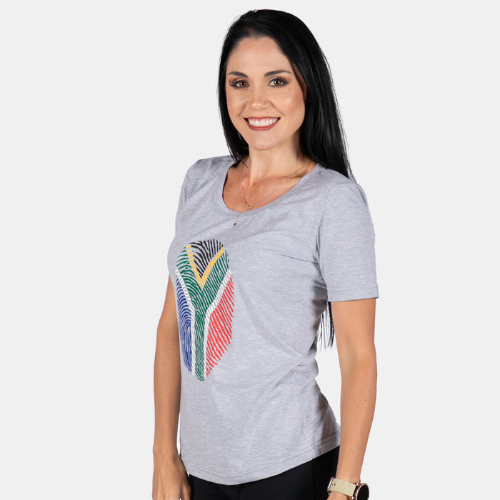 Ladies' Fingerprint ZA T-Shirt - Grey