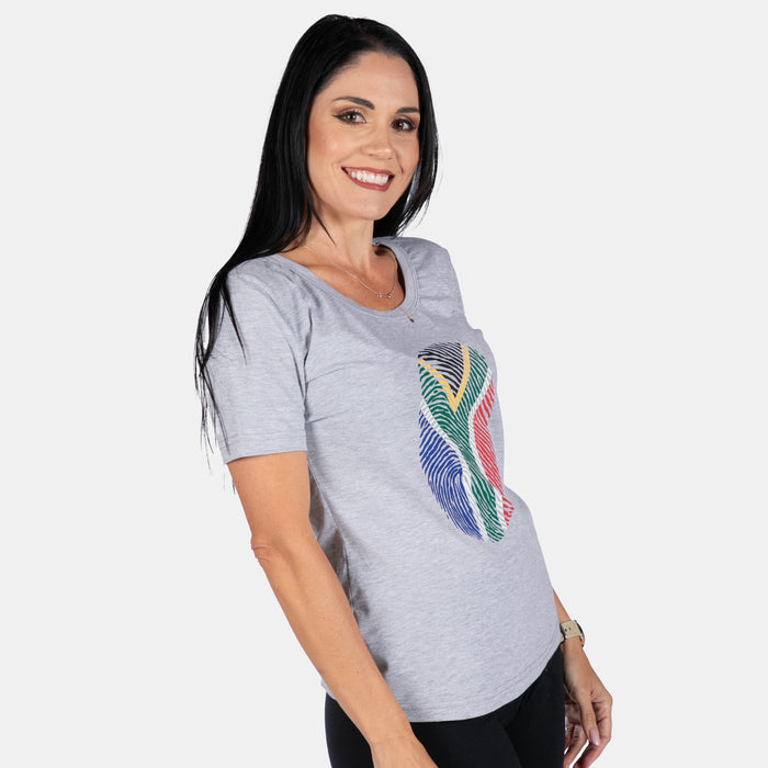 Ladies' Fingerprint ZA T-Shirt - Grey