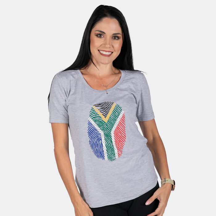 Ladies' Fingerprint ZA T-Shirt - Grey