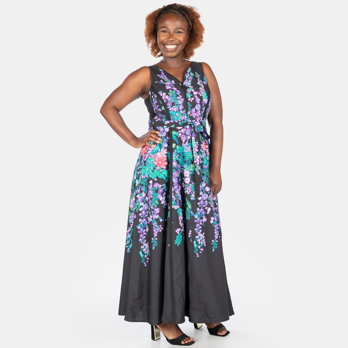 Ladies' Floral Bridgerton Dress - Black
