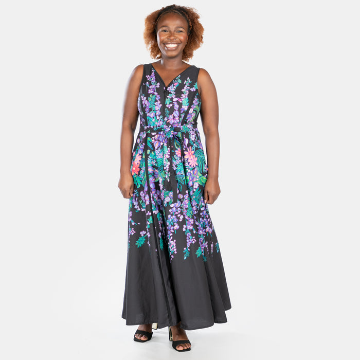 Ladies' Floral Bridgerton Dress - Black