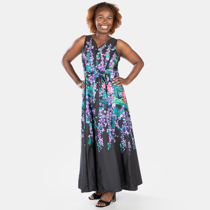 Ladies' Floral Bridgerton Dress - Black