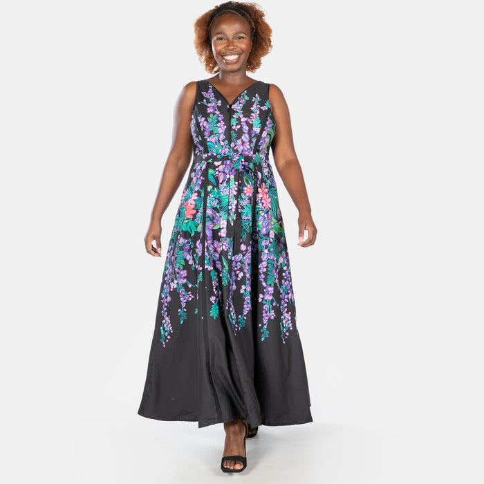 Ladies' Floral Bridgerton Dress - Black