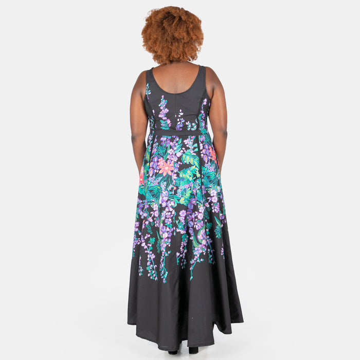 Ladies' Floral Bridgerton Dress - Black