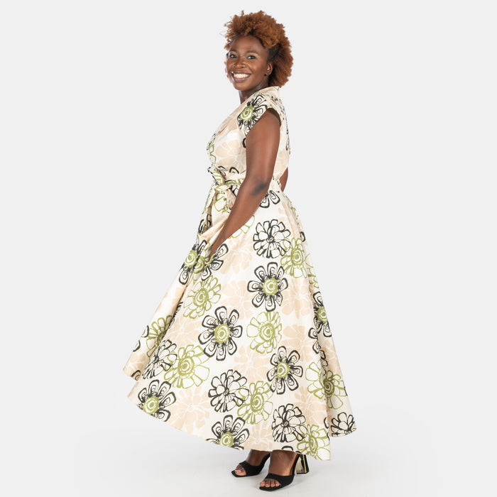 Ladies' Floral Monroe Dress - Cream