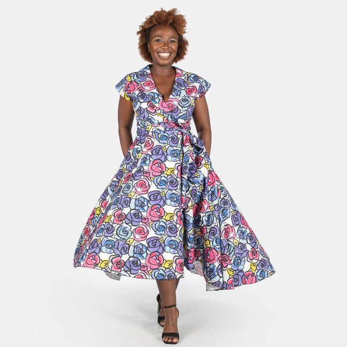 Ladies' Floral Monroe Dress - Purple