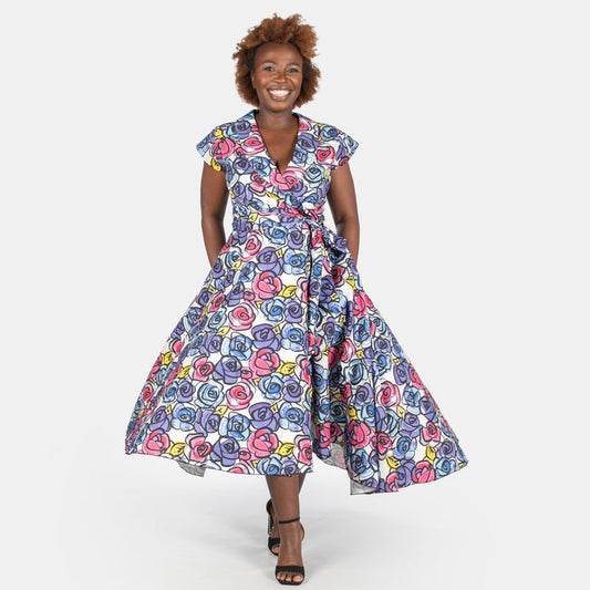 Ladies' Floral Monroe Dress - Purple