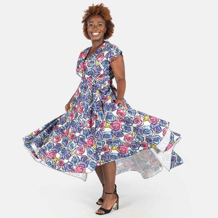 Ladies' Floral Monroe Dress - Purple