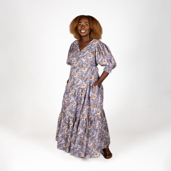 Ladies' Floral Wrap Dress - Sky