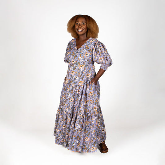 Ladies' Floral Wrap Dress - Sky