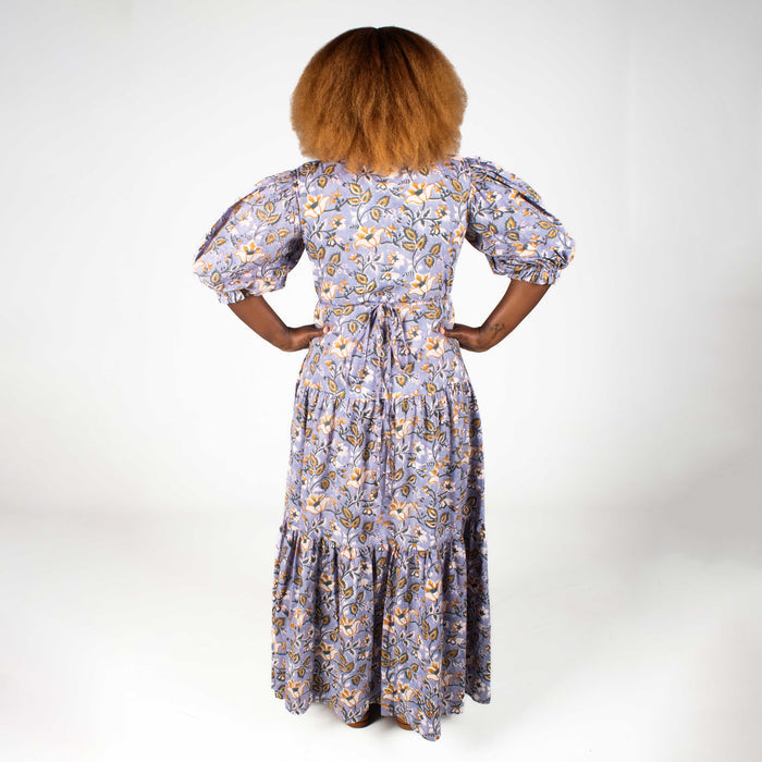 Ladies' Floral Wrap Dress - Sky