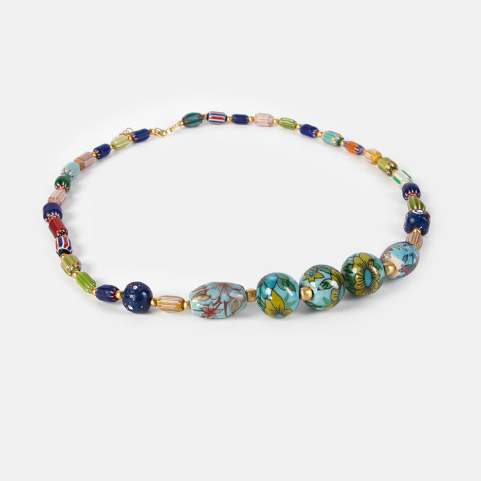 Ladies' Flower Glass Beads Necklace
