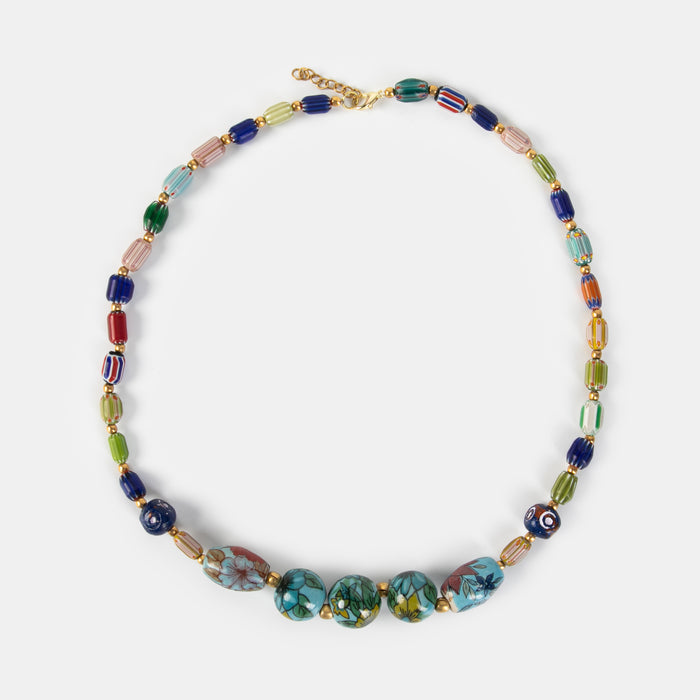 Ladies' Flower Glass Beads Necklace