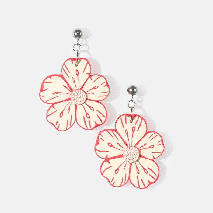 Ladies' Flower Power Clay Earrings