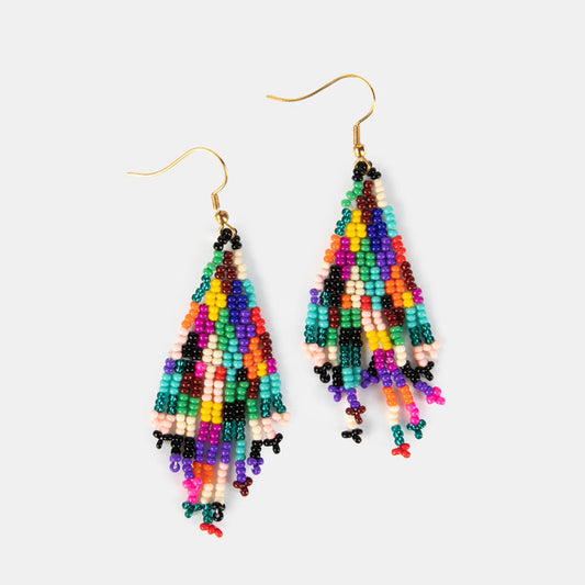 Ladies' Glass Bead Tassel Earrings - Multi