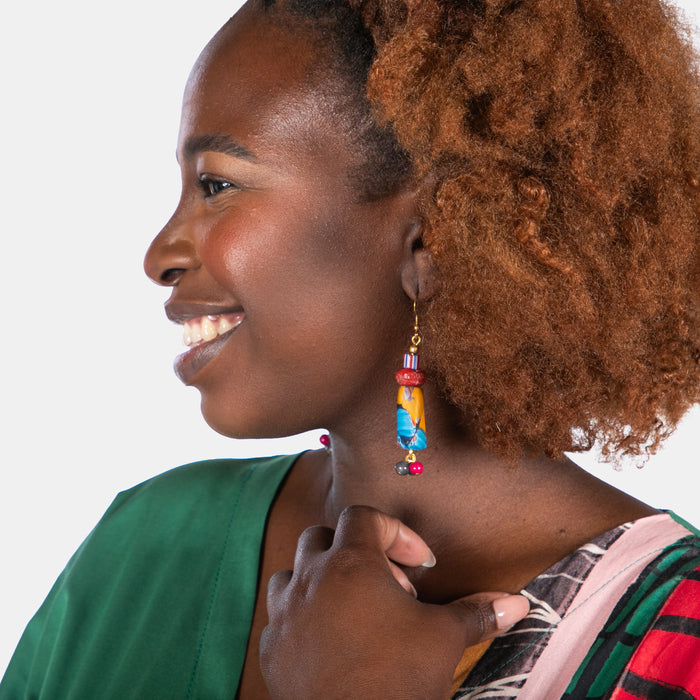 Ladies' Glass Beads Big Drop Earrings