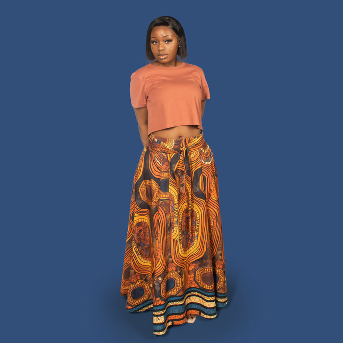 Ladies' High Waist Skirt - Orange