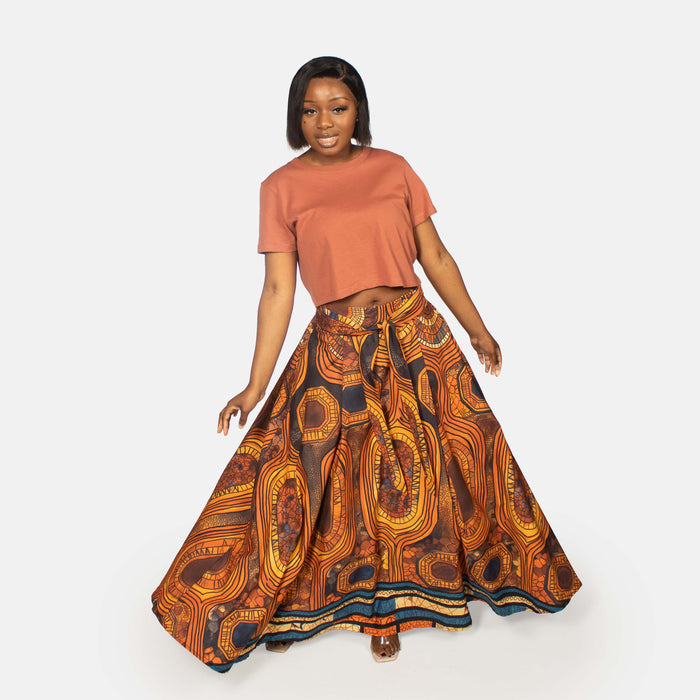 Ladies' High Waist Skirt - Orange
