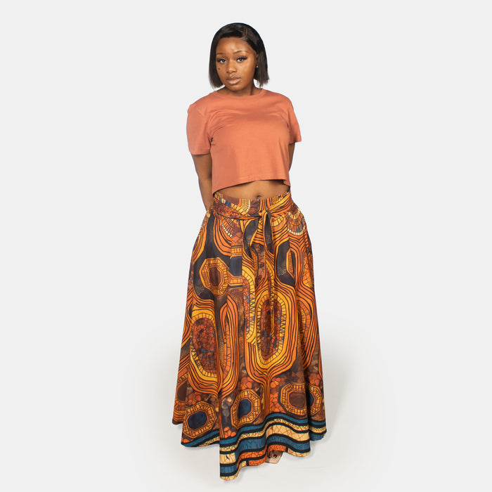 Ladies' High Waist Skirt - Orange