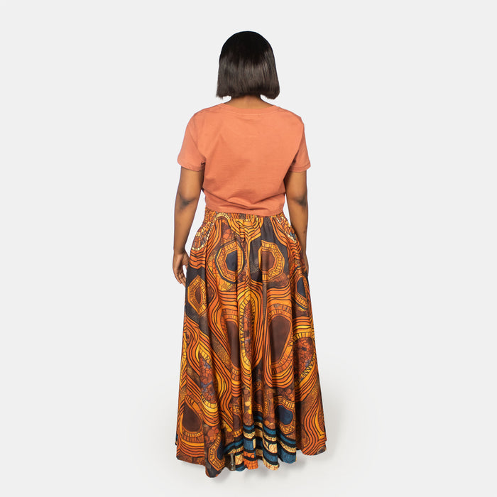 Ladies' High Waist Skirt - Orange