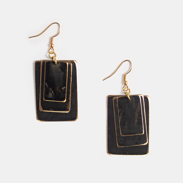 Ladies' Jewel Rectangle Earrings - Black