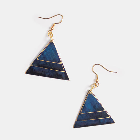 Ladies' Jewel Triangle Earrings - Navy