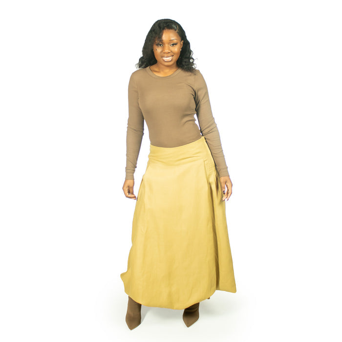 Ladies' Linen Bubble Skirt - Chartreuse