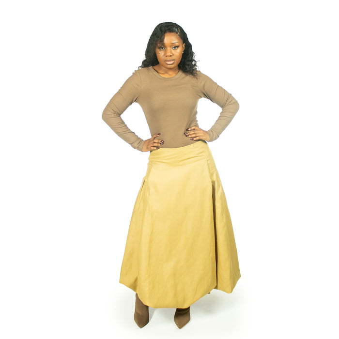 Ladies' Linen Bubble Skirt - Chartreuse