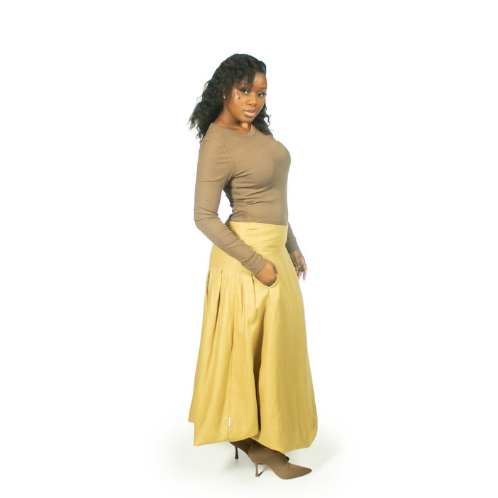 Ladies' Linen Bubble Skirt - Chartreuse