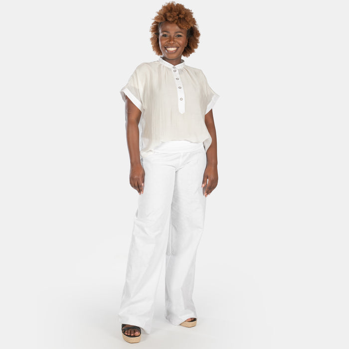 Ladies' Mailbu Foldover Pants - White